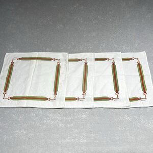 Vintage Gucci Horsebit Napkins White Set Of Four VTG Y2K